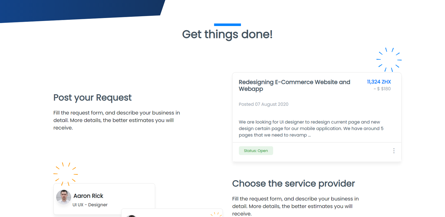 Post a new service request with budget and deadline.